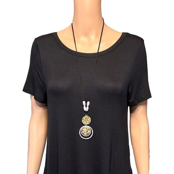 Magnolia Grace Necklace Adjustable Length Slider Weathered Rhodium Gold Plate Ne - Picture 7 of 7